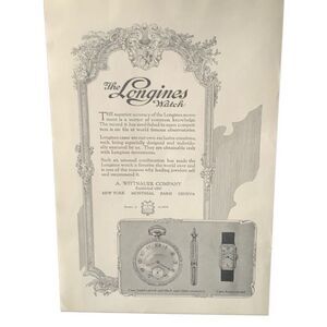 Vintage 1923 Longines Watch Suoerior Accuracy Ad Advertisement